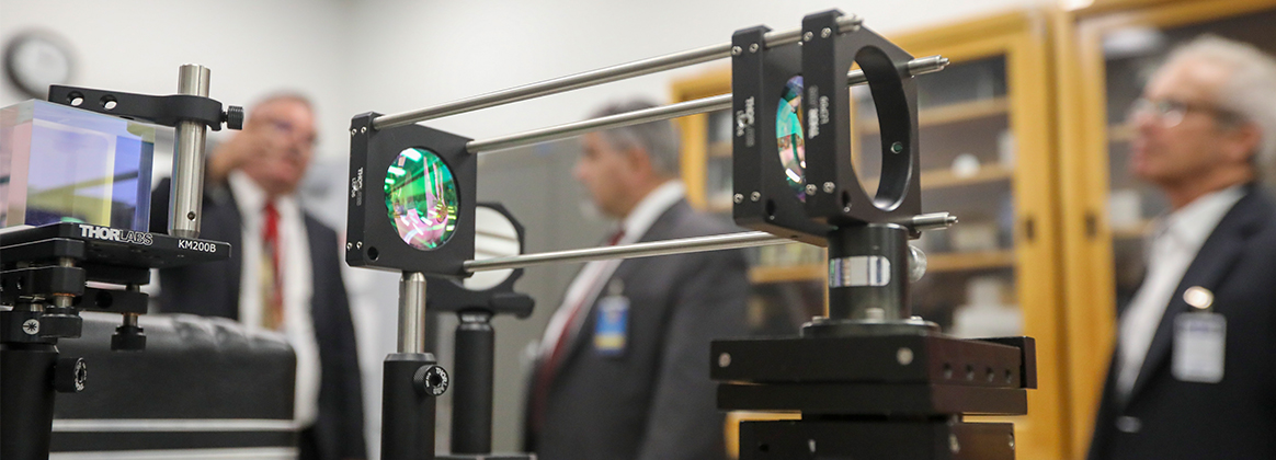 A setup of interferometer components in the the Measurement Science & Technology Laboratory, Naval Surface Warfare Center, Corona Division